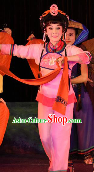 Chinese Cantonese Opera Village Girl Garment Dan Jia Nv Costumes and Headdress Traditional Guangdong Opera Fisher Maiden Apparels Young Lady Shui Mei Dress