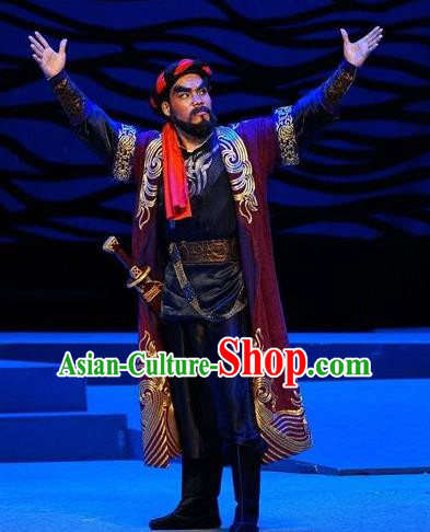 Dan Jia Nv Chinese Guangdong Opera Robber Apparels Costumes and Headwear Traditional Cantonese Opera Brigand Garment Clothing