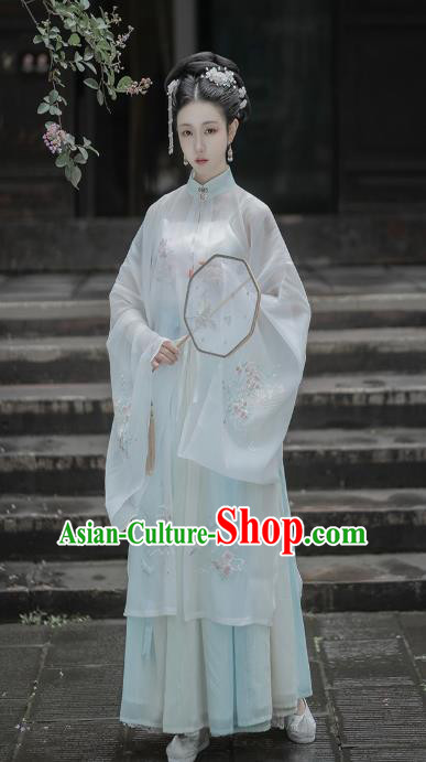 Chinese Traditional Ming Dynasty Noble Woman Embroidered Hanfu Dress Apparels Ancient Patrician Female Historical Costumes Complete Set