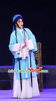 Chinese Cantonese Opera Young Female Garment Shuang Qiang Lu Wenlong Costumes and Headdress Traditional Guangdong Opera Actress Apparels Distress Woman Dress