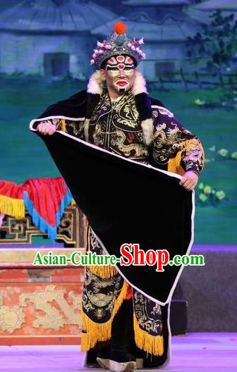 Shuang Qiang Lu Wenlong Chinese Guangdong Opera Martial Male Apparels Costumes and Headwear Traditional Cantonese Opera Wusheng Garment Warrior Clothing