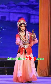 Chinese Cantonese Opera Princess Garment Shuang Qiang Lu Wenlong Costumes and Headdress Traditional Guangdong Opera Hua Tan Apparels Young Beauty Dress