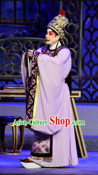 Luo Shui Qing Meng Chinese Guangdong Opera Young Male Apparels Costumes and Headwear Traditional Cantonese Opera Xiaosheng Garment Cao Zhi Clothing