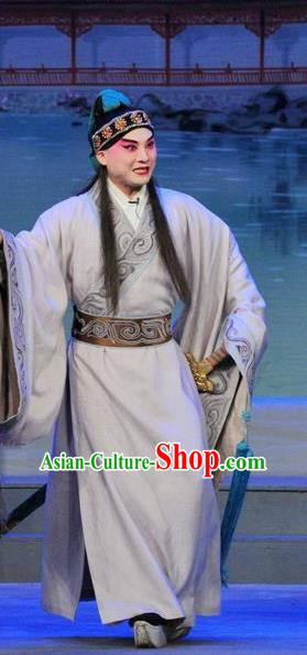 Luo Shui Qing Meng Chinese Guangdong Opera Xiaosheng Apparels Costumes and Headwear Traditional Cantonese Opera Prince Garment Cao Zhi Clothing