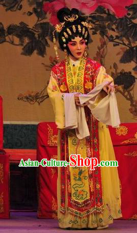 Chinese Cantonese Opera Young Beauty Garment Unhappy Marriage Costumes and Headdress Traditional Guangdong Opera Actress Apparels Hua Tan Dress