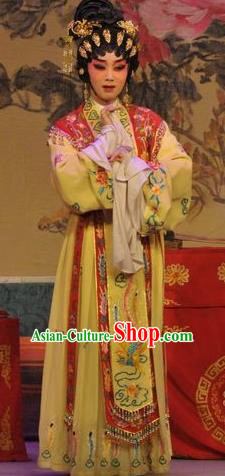 Chinese Cantonese Opera Actress Garment Da Nao Mei Zhi Fu Costumes and Headdress Traditional Guangdong Opera Hua Tan Apparels Young Beauty Lun Birong Dress