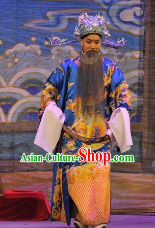 Da Nao Mei Zhi Fu Chinese Guangdong Opera Laosheng Apparels Costumes and Headwear Traditional Cantonese Opera Elderly Male Garment Official Clothing