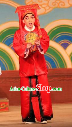 Xu Jiujing Chinese Guangdong Opera Imperial Bodyguard Apparels Costumes and Headwear Traditional Cantonese Opera Swordsman Garment Red Clothing