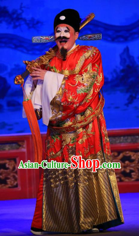 Xu Jiujing Chinese Guangdong Opera Official Apparels Costumes and Headwear Traditional Cantonese Opera Magistrate Garment Clown Clothing