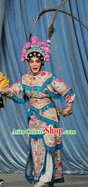 Chinese Cantonese Opera Martial Female Garment Fan Lihua Return Tang Costumes and Headdress Traditional Guangdong Opera Tao Ma Tan Apparels Armor Dress