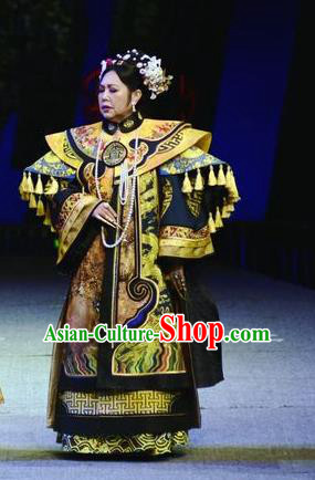 Chinese Historical Drama Jia Wu Ji Ancient Queen Mother Garment Costumes Traditional Qing Dynasty Empress Dowager Dress Ci Xi Apparels and Headdress