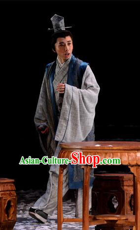 Chinese Traditional Song Dynasty Scholar Apparels Costumes Historical Drama Phoenix Hairpin Ancient Young Male Garment Poet Clothing and Headwear