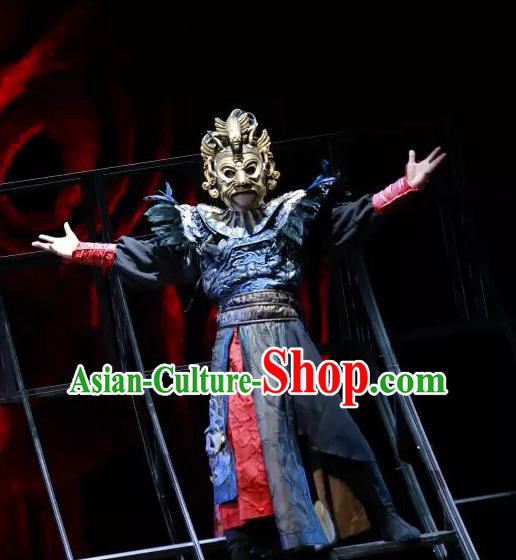 Chinese Traditional Stage Performance Apparels Costumes Historical Drama The Prince of Lanling Ancient General Garment Armor Clothing and Headwear