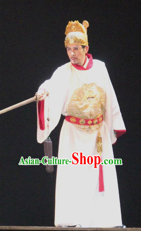 Chinese Traditional Stage Performance Monarch Apparels Costumes Historical Drama Da Song Yu Shi Ancient Emperor Garment Song Dynasty Zhenzong Zhaoheng Clothing and Headwear