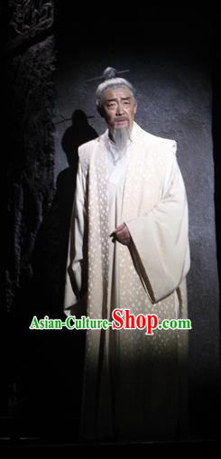 Chinese Traditional Ming Dynasty Elderly Male Clothing Stage Performance Historical Drama Apparels Costumes Ancient Official Xu Jie Garment and Headwear