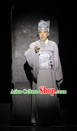 Chinese Traditional Ming Dynasty Official Zhang Juzheng Clothing Stage Performance Historical Drama Apparels Costumes Ancient Elderly Male Garment and Headwear