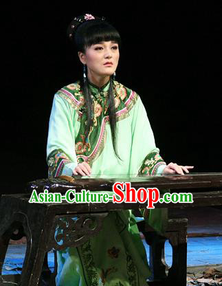 Chinese Historical Drama Ancient Actress Garment Costumes Traditional Stage Show Dress Qing Dynasty Young Lady Apparels and Headpieces