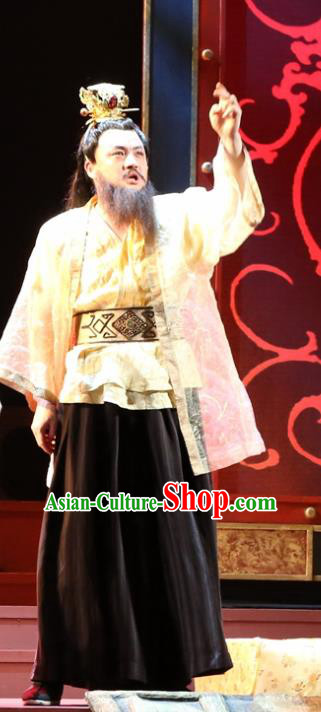 Chinese Traditional Han Dynasty Lord Zhao Tuo Clothing Stage Performance Historical Drama King of Nanyue Apparels Costumes Ancient Duke Garment and Headwear