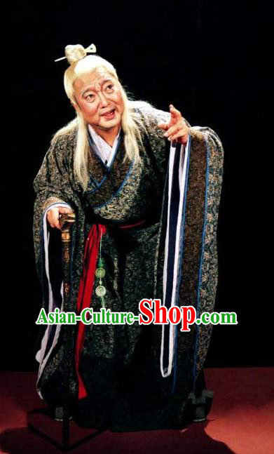 Chinese Traditional Han Dynasty Eunuch Clothing Stage Performance Historical Drama King of Nanyue Apparels Costumes Ancient Elderly Male Garment and Headwear