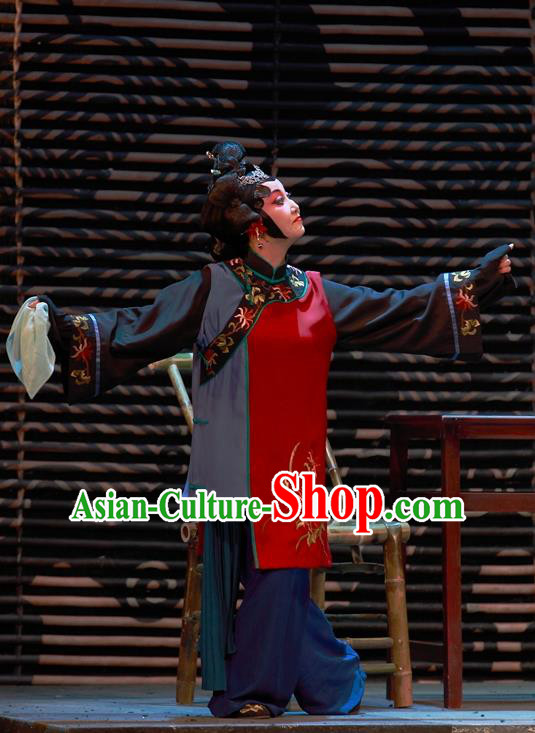 Chinese Sichuan Opera Highlights Dame Garment Costumes and Headdress Cao Min Song Shijie Traditional Peking Opera Country Woman Dress Apparels
