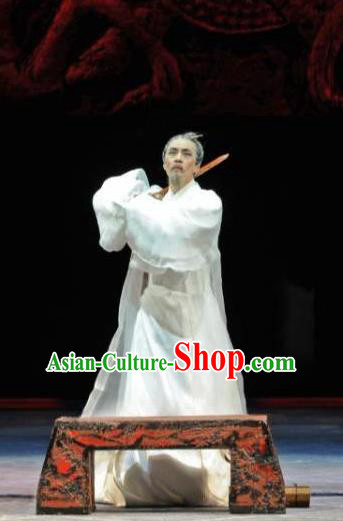 Chinese Traditional Han Dynasty Official Historian Clothing Stage Performance Historical Drama Sima Qian Apparels Costumes Ancient Court Recorder Garment and Headwear