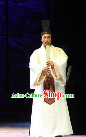 Chinese Traditional Han Dynasty Historian Official Clothing Stage Performance Historical Drama Sima Qian Apparels Costumes Ancient Litterateur Garment and Headwear