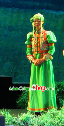 Chinese Historical Drama Yinzhan Naxi Ancient Mongolian Lady Garment Costumes Traditional Stage Show Dress Qing Dynasty Ethnic Female Apparels and Headpieces