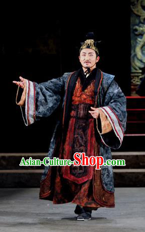 Chinese Traditional Qin Dynasty Chancellor Clothing Stage Performance Historical Drama Fu Sheng Apparels Costumes Ancient Prime Minister Li Si Garment and Headwear