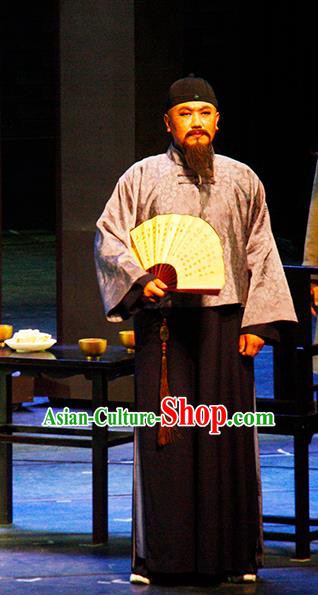 Chinese Traditional Qing Dynasty Elderly Scholar Clothing Stage Performance Historical Drama Yinzhan Naxi Apparels Costumes Ancient Milord Garment and Headwear