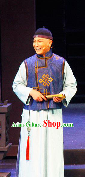 Chinese Traditional Qing Dynasty Childe Clothing Stage Performance Historical Drama Yinzhan Naxi Apparels Costumes Ancient Manchu Male Garment and Headwear
