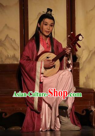 Chinese Traditional Jin Dynasty Young Male Clothing Stage Performance Historical Drama Guang Ling San Apparels Costumes Ancient Scholar Lv An Garment and Headwear