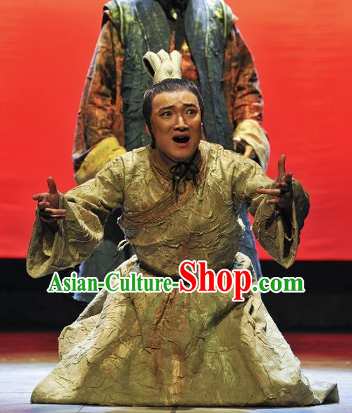 Chinese Traditional Qin Dynasty Noble Childe Clothing Stage Performance Historical Drama Fu Sheng Apparels Costumes Ancient Prince Garment and Headwear