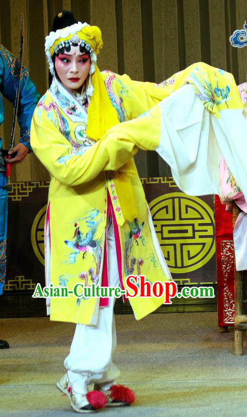 Chinese Sichuan Opera Highlights Actress Garment Costumes and Headdress Tie Long Mount Traditional Peking Opera Imperial Consort Du Dress Apparels