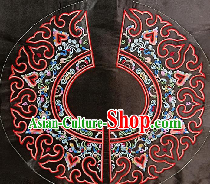 Chinese Traditional Ethnic Embroidered Black Patch Decoration Embroidery Applique Craft Embroidered Accessories