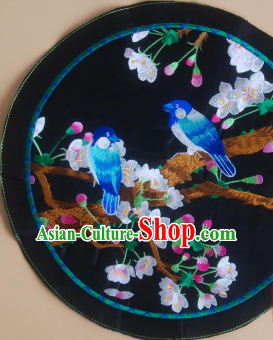 Chinese Traditional Ethnic Embroidered Begonia Birds Patch Decoration Embroidery Applique Craft Embroidered Accessories