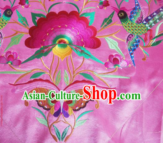 Chinese Traditional Ethnic Embroidered Butterfly Flower Pink Patch Decoration Embroidery Applique Craft Embroidered Triangle Accessories