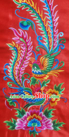 Chinese Traditional Embroidered Phoenix Flower Red Patch Decoration Embroidery Applique Craft Embroidered Dress Accessories