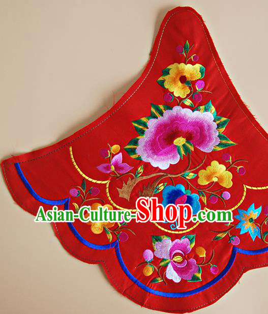 Chinese Traditional Embroidered Flowers Red Patch Decoration Embroidery Applique Craft Embroidered Bellyband Accessories