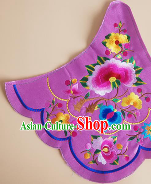 Chinese Traditional Embroidered Flowers Violet Patch Decoration Embroidery Applique Craft Embroidered Bellyband Accessories