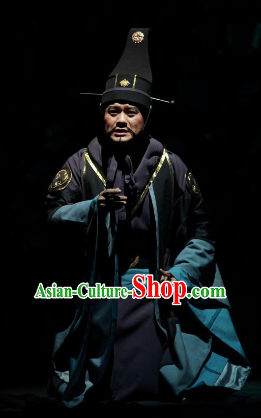 Chinese Traditional Spring and Autumn Period Official Clothing Stage Performance Historical Drama Yao Li And Qing Ji Apparels Costumes Ancient Minister Garment and Headwear