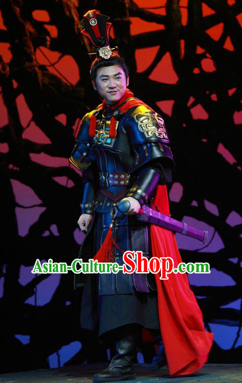 Chinese Traditional Spring and Autumn Period Warrior Armor Clothing Stage Performance Historical Drama Yao Li And Qing Ji Apparels Costumes Ancient General Garment and Headwear