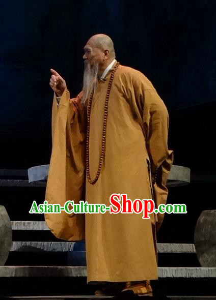 Chinese Traditional Song Dynasty Monk Clothing Stage Performance Historical Drama Han Wengong Apparels Costumes Ancient Buddhism Frock Garment