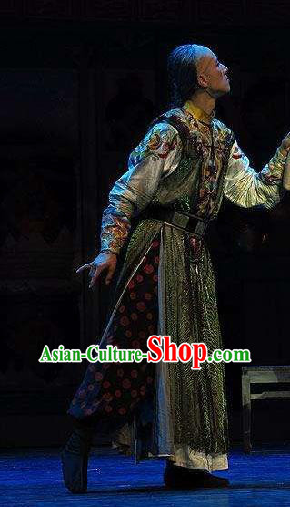 Chinese Traditional Qing Dynasty Eunuch Director Clothing Stage Performance Dance Drama The Summer Palace Apparels Costumes Ancient Elderly Male Garment and Headwear