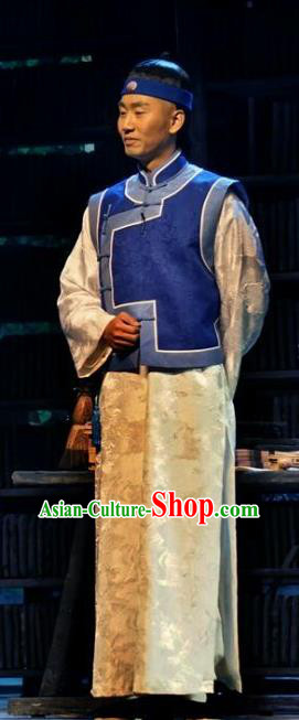 Chinese Traditional Qing Dynasty Scholar Tan Sitong Clothing Stage Performance Historical Drama Apparels Costumes Ancient Gentleman Garment and Headwear