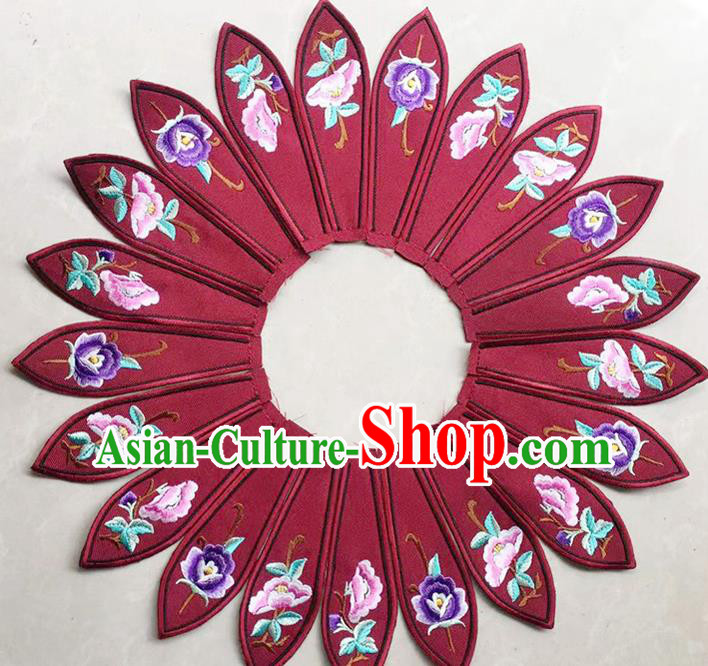 Chinese Traditional Embroidered Purplish Red Cloth Decoration Embroidery Craft Qing Dynasty Embroidered Shoulder Accessories