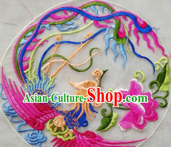 Chinese Traditional Embroidered Phoenix Peony Patch Cloth Decoration Embroidery Craft Embroidered Accessories