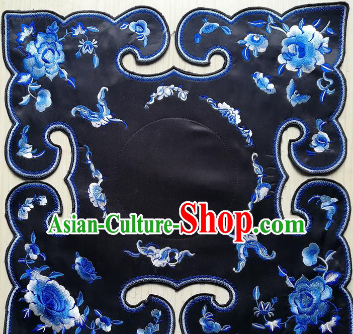 Chinese Traditional Embroidered Peony Butterfly Pattern Black Collar Patch Decoration Embroidery Craft Embroidered Accessories