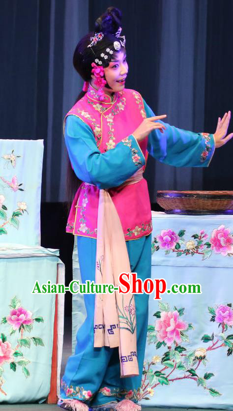 Chinese Sichuan Opera Highlights Maid Lady Garment Costumes and Headdress Traditional Peking Opera Xiaodan Dress Servant Girl Apparels