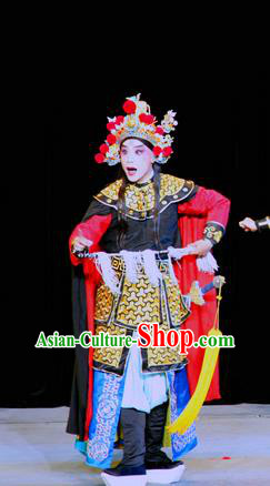 Fu Gui Rong Hua Chinese Sichuan Opera Takefu Armor Apparels Costumes and Headpieces Peking Opera Highlights Wusheng Garment Martial Male Qian Rongsong Clothing