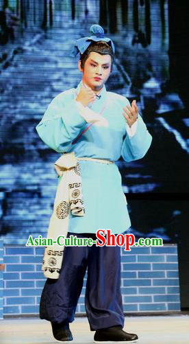 Fu Gui Rong Hua Chinese Sichuan Opera Waiter Apparels Costumes and Headpieces Peking Opera Highlights Young Male Garment Xiaosheng Clothing